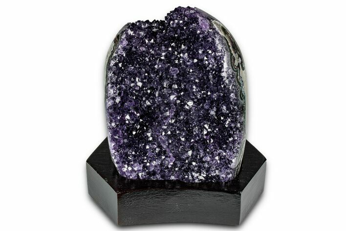 Deep Purple Amethyst Geode With Wood Base - Uruguay #342792